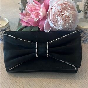 Velvet Rhinestone Bow Clutch